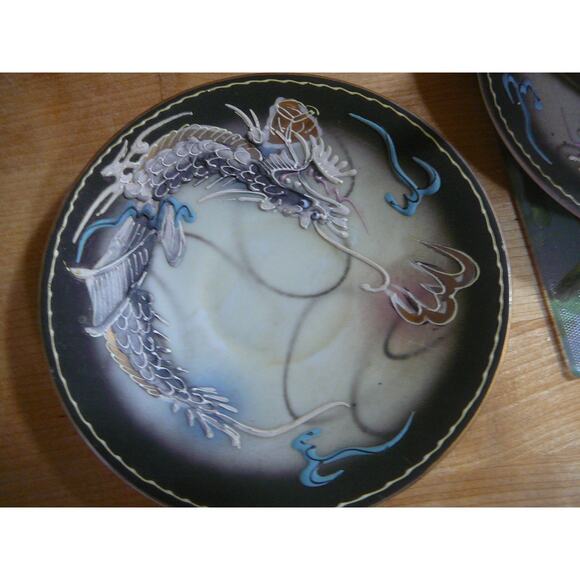 Vintage Ucagco Moriage 3D Dragonware 16 pc Demitasse Tea Set - Picture 2 of 14